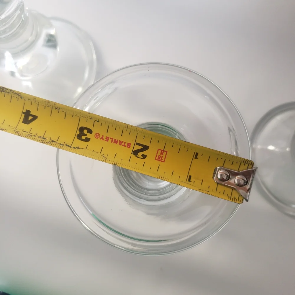 Vintage Leaded Clear Glass Taper Candle Holder Set Of 3